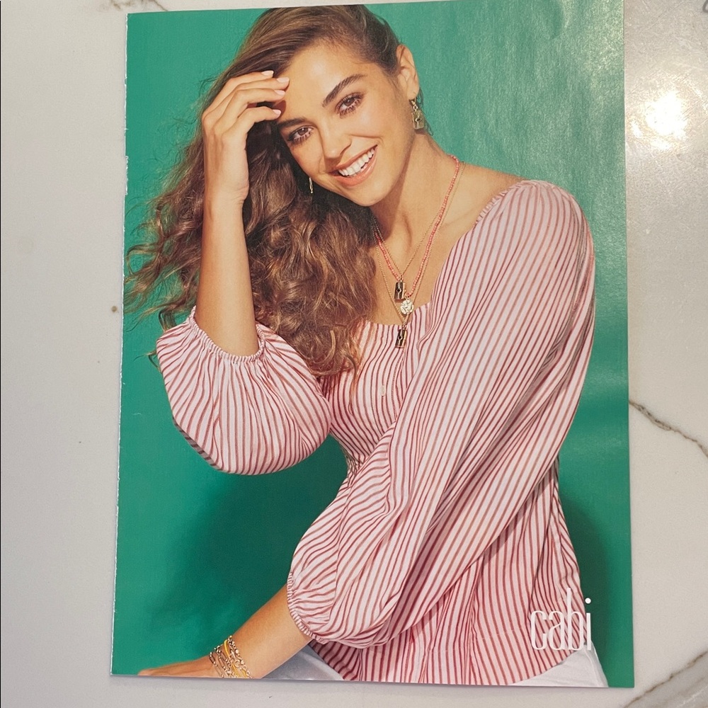 CAbi Red and White Striped Blouse